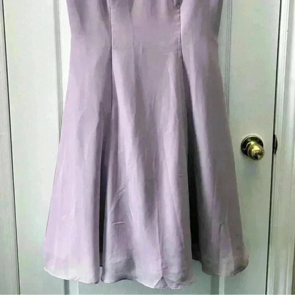 Christina Wu Dress Sheer Chiffon Sleeveless A-line Flowy Lilac Purple Gown 16 - Picture 6 of 15